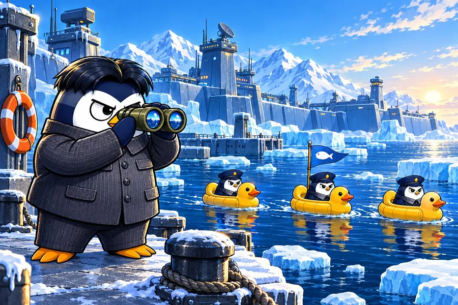 Phil inspects three inflatable duck boats through binoculars